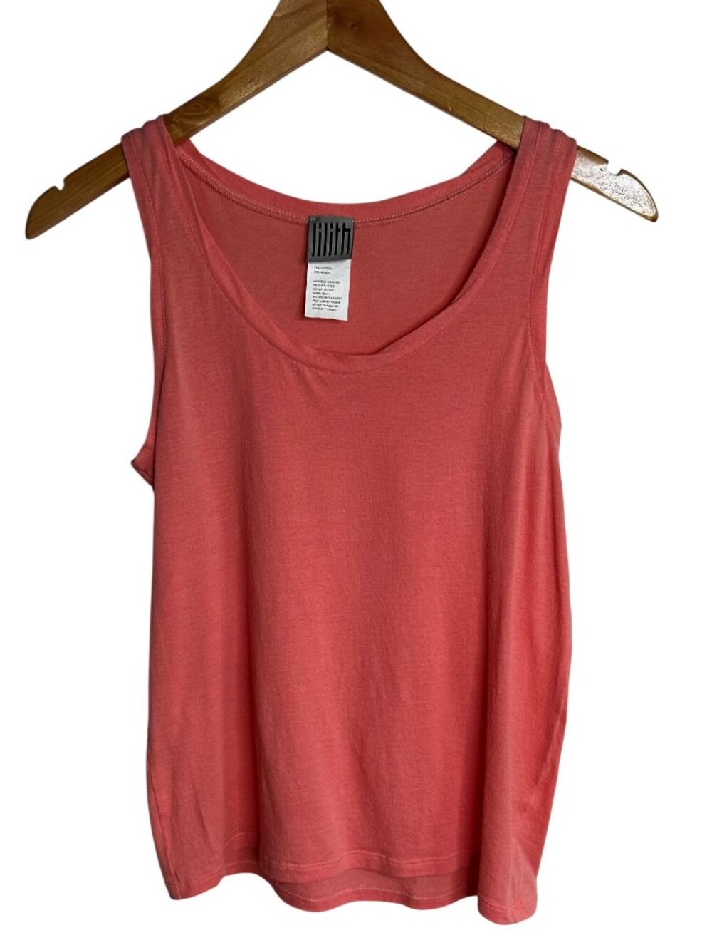 LILITH Poppy Coral Tank Top S  Sleeveless Scoop Neck Stretch Knit Basic